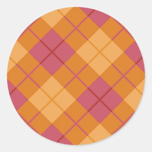 Sticker Rond Plaid en orange et rose (Devant)