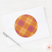 Sticker Rond Plaid en orange et rose (Enveloppe)