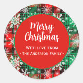 Sticker Rond Plaid Et Snowflakes Noël Motif 1 (Devant)