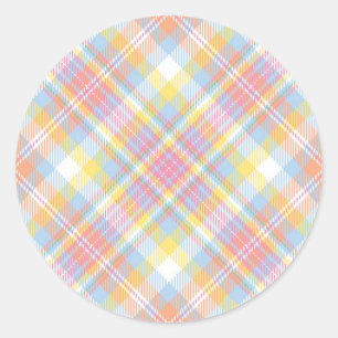 Sticker Rond Plaid Pastel