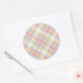 Sticker Rond Plaid Pastel (Enveloppe)