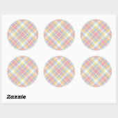 Sticker Rond Plaid Pastel (Feuille)
