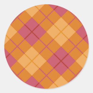 Sticker Rond Plaid polarisé dans l'orange et le rose