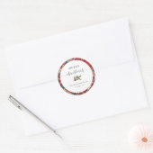 Sticker Rond Plaid Red Check Elegant Joyeux Noël Ferme (Enveloppe)