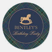 Sticker Rond Plaid Rocking Horse Birthday Party Envelope Seal (Devant)