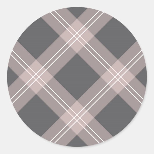 Sticker Rond plaid rose et gris (Devant)