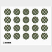 Sticker Rond Plaid Traditionnel Cabane en Bois Vert Noël (Feuille)