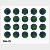 Sticker Rond Plaid vert bleu Lamont tartan (Feuille)