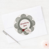 Sticker Rond Plaid vert et Holly (Enveloppe)