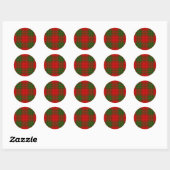 Sticker Rond Plaid vert rouge de Comyn tartan (Feuille)