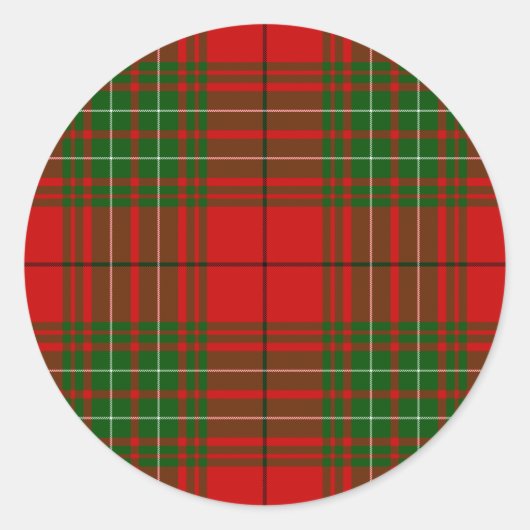 Sticker Rond Plaid vert rouge de Comyn tartan (Devant)
