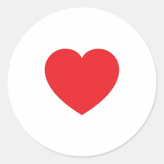 Sticker Rond Plain Modern White Red Love Heart Graphic (Devant)