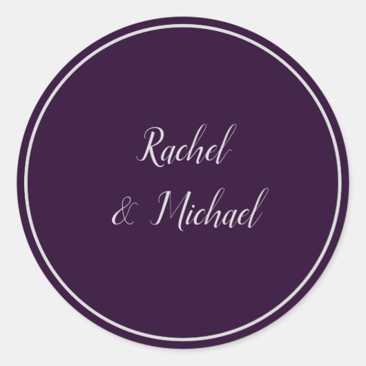 Sticker Rond Plaisir Mariage violet et argenté (Devant)