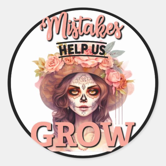 Sticker Rond Plaisirs crâne de sucre rose (Devant)