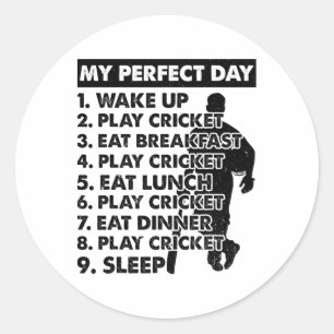 Sticker Rond Plan de journée de cricket joueur de cricket