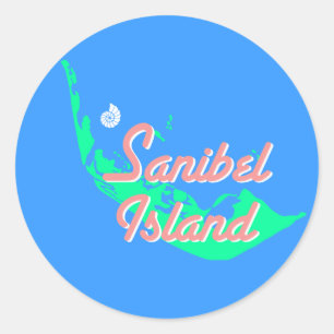 Sticker Rond Plan de l'île de Sanibel