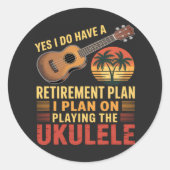 Sticker Rond Plan de retraite Ukulele Drôle (Devant)