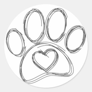 Sticker Rond Plan Empreinte de patte de chien