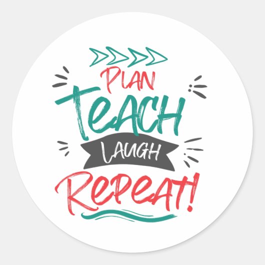 Sticker Rond Plan Enseigner Rire Répéter Mignonne Enseignants C (Devant)