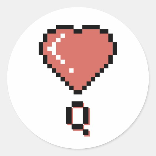 Sticker Rond Plan noir de la reine du coeur (Devant)