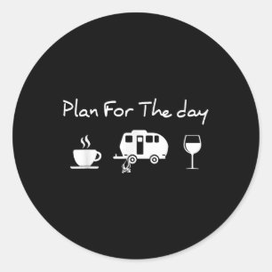 Sticker Rond Plan pour la journée café camping vin