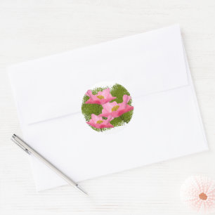 Sticker Rond Plan rapproché rose de flottement du pavot trois