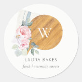 Sticker Rond Planche à découper florale Blush Napkin Restaurati (Devant)