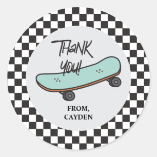 Sticker Rond Planche à roulettes Faisons la fête Anniversaire M