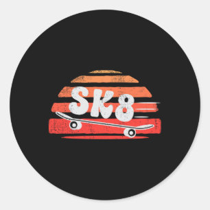 Sticker Rond Planche à roulettes Rétro skateboard Skateboard Sk