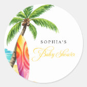 Sticker Rond Planche à voile Summer Beach Baby shower Favour (Devant)