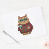 Sticker Rond Planche d'autocollants de Noël de chat de pull moc (Enveloppe)