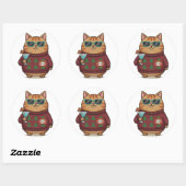 Sticker Rond Planche d'autocollants de Noël de chat de pull moc (Feuille)