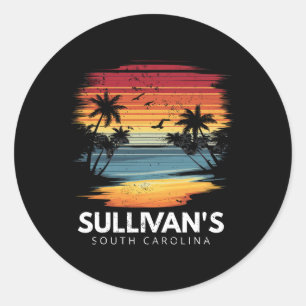 Sticker Rond Planche de surf vintage de Sullivan's South Caroli