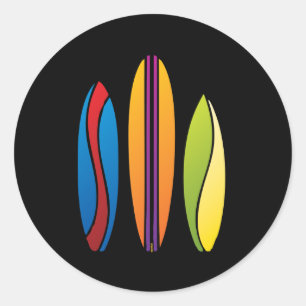 Sticker Rond Planches de surf colorées