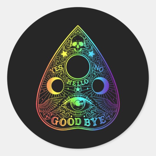 Sticker Rond Planchette Planchette Gothique Paranormal Hallowee (Devant)