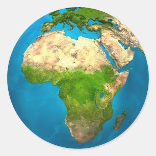Sticker Rond Planet Earth - Afrique - Colorful Globe. Rendu 3d