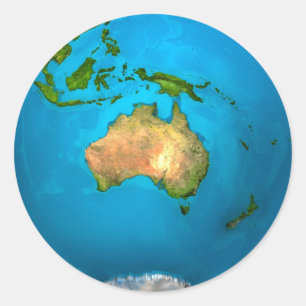 Sticker Rond Planet Earth - Australie - Colorful Globe. 3d