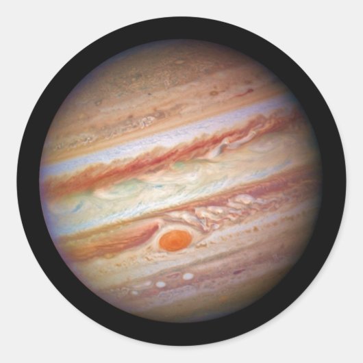 Sticker Rond PLANET JUPITER ` tache rouge sur (système solaire) (Devant)