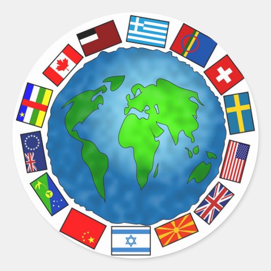Sticker Rond Planète du drapeau (Devant)
