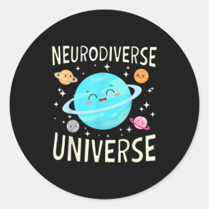 Sticker Rond Planète neurodiverse thème spatial galaxie autisme