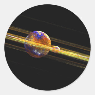 Sticker Rond Planète profonde et Lune