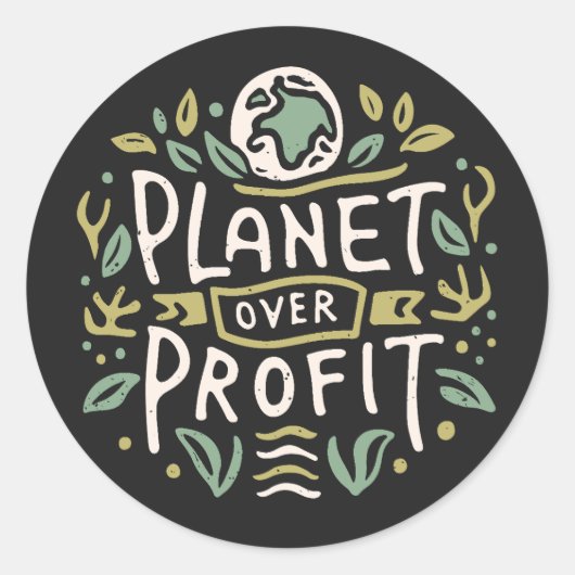 Sticker Rond Planète sur le profit (Devant)