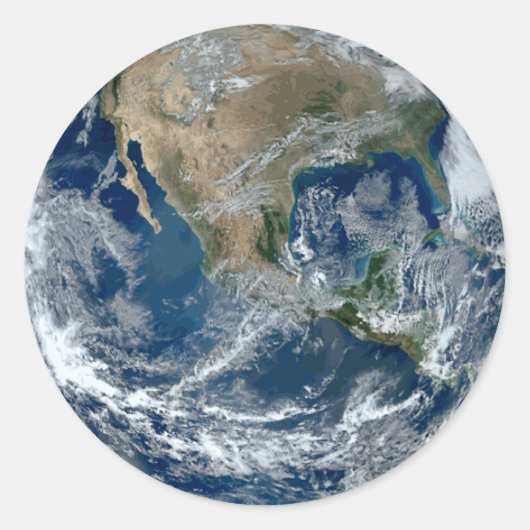 Sticker Rond Planète Terre de l'espace avec nuages (Devant)