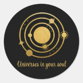 Sticker Rond Planètes du système solaire Gold Foil (Devant)