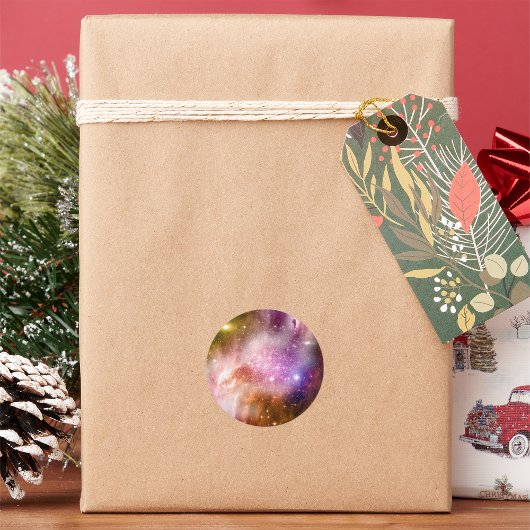 Sticker Rond Planètes Et Galaxie