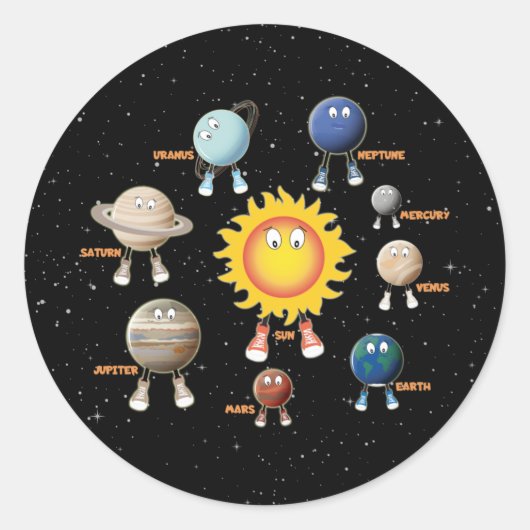 Sticker Rond Planètes et système solaire (Devant)