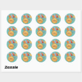 Sticker Rond Planètes mignonnes Sun Galaxy Anniversaire de enfa (Feuille)