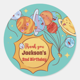 Sticker Rond Planètes mignonnes Sun Galaxy Anniversaire de enfa
