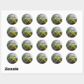 Sticker Rond Planeur Avec Cactus À Fleur Jaune (Feuille)