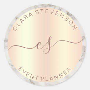 Sticker Rond Planificateur d'évènements en cuivre rose moderne 